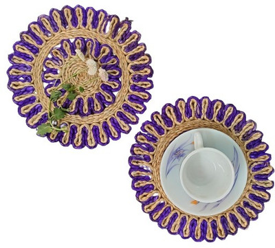 MUKHERJEE HANDICRAFTS: TRANSFORMATION OFLIFE........ Round Reversible Jute Coaster Set(Pack of 2)