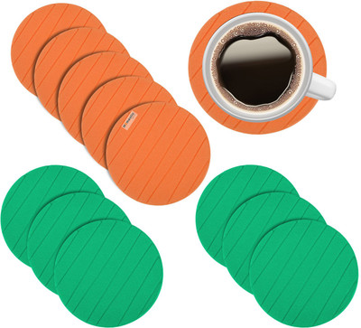 HOMESTIC Round Reversible Rubber Coaster Set(Pack of 12)