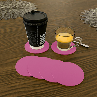 KUBER INDUSTRIES Round Rubber Coaster Set(Pack of 6)