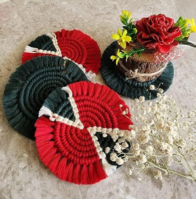 My Creative Hut Round Reversible Cotton Coaster Set(Pack of 2)