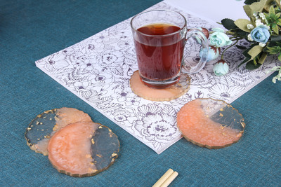 Vatsin Round Reversible Resin Coaster Set(Pack of 4)