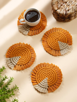 My Creative Hut Round Reversible Cotton Coaster Set(Pack of 2)