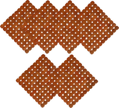 KUBER INDUSTRIES Square Bamboo Coaster Set(Pack of 6)