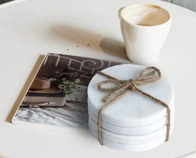Patharwala Round Marble Coaster Set(Pack of 4)