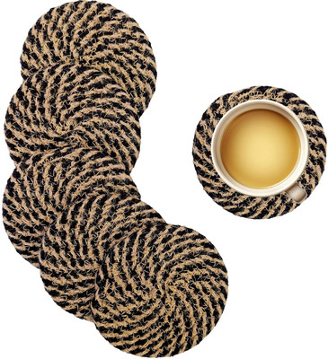SIYA TEXTILES Round Reversible Cotton Coaster Set(Pack of 6)