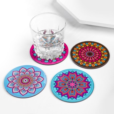 Amazingkarts Round Acrylic Coaster Set(Pack of 4)