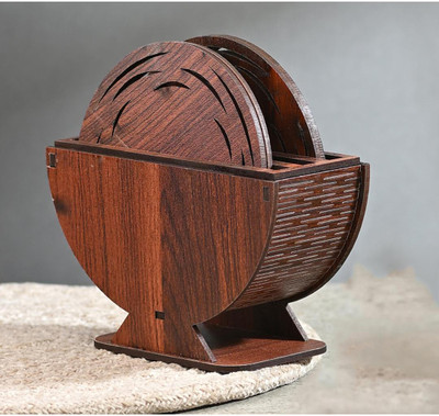 Afast Round Wood Coaster(Pack of 6)