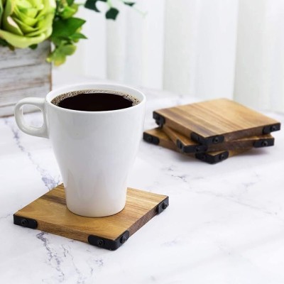 Labex Square Reversible Wood Coaster(Pack of 4)