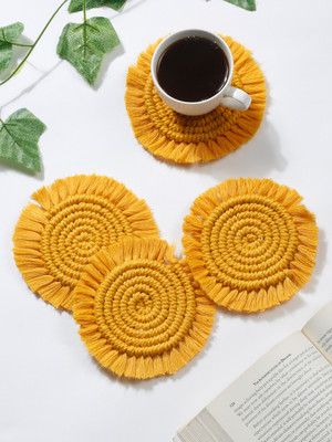 My Creative Hut Round Reversible Cotton Coaster Set(Pack of 4)