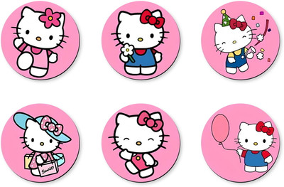 Sketchfab Round Wood Coaster Set(Pack of 6)