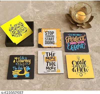 Sketchfab Square Wood Coaster Set(Pack of 6)