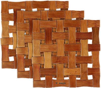 HOMESTIC Square Bamboo Coaster Set(Pack of 3)