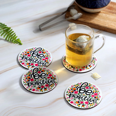 DULI Round Wood Coaster Set(Pack of 4)