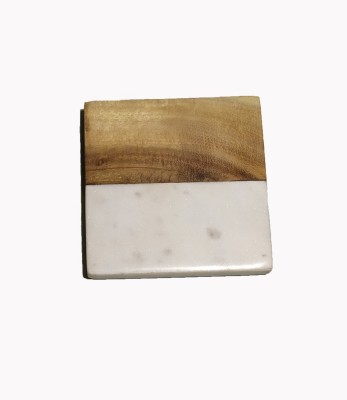 Dwarka Handicraft Square Marble, Wood Coaster Set(Pack of 4)