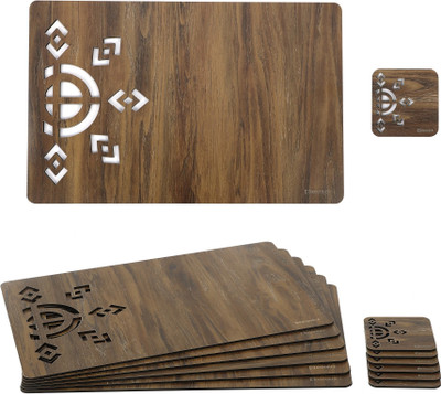 XSOURCE Rectangle Reversible Wood Coaster Set(Pack of 6)