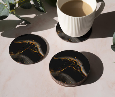 The Kamy Round Wood Coaster Set(Pack of 4)