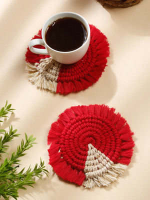 My Creative Hut Round Reversible Cotton Coaster Set(Pack of 2)