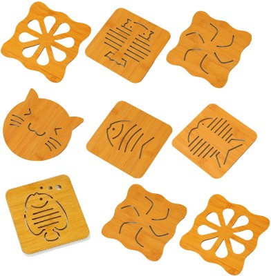 YOMITH Rectangle Wood Coaster Set(Pack of 9)