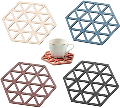 PALAY Round Reversible Rubber Coaster Set(Pack of 4)