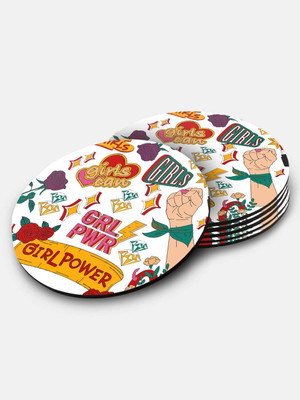 Macmerise Round Medium Density Fibreboard Coaster Set(Pack of 6)