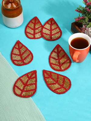 Hawamahal Round Glass Coaster Set(Pack of 6)