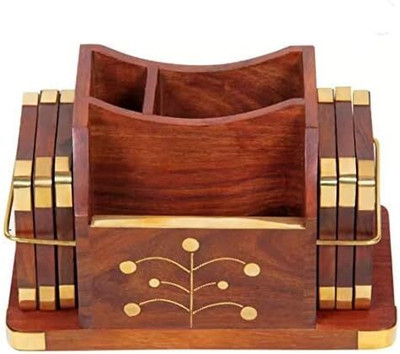 SH Enterprises Rectangle Reversible Wood Coaster Set(Pack of 6)