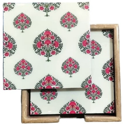 Ooshma Studios Square Medium Density Fibreboard Coaster Set(Pack of 6)
