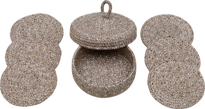 LADLI JEE Round Reversible Polyester Coaster Set(Pack of 6)