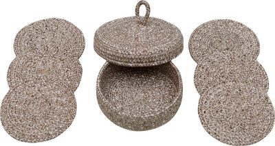 LADLI JEE Round Reversible Polyester Coaster Set(Pack of 6)
