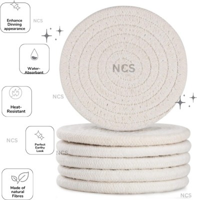 NCS Round Reversible Jute Coaster Set(Pack of 6)