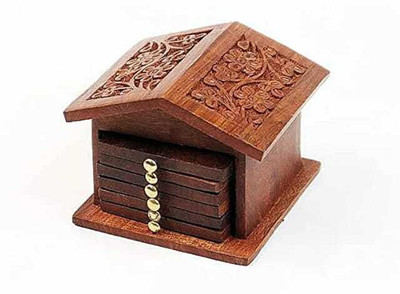 WDLINTER Rectangle Wood Coaster Set(Pack of 6)