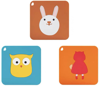 olwick Square Rubber Coaster Set(Pack of 3)
