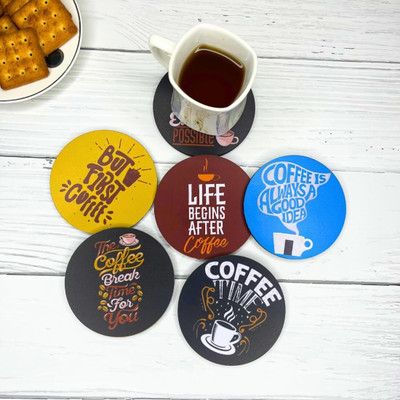 Zesta Round Wood Coaster Set(Pack of 6)