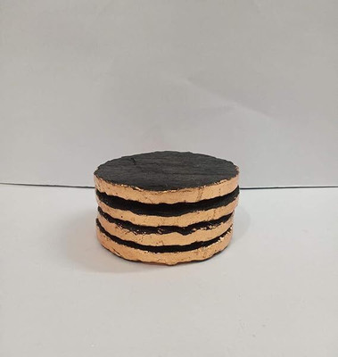 VIDHI ENTERPRISES Round Reversible Marble Coaster Set(Pack of 4)