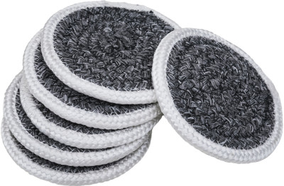 AURKA Round Reversible Cotton, Polypropylene Coaster Set(Pack of 6)