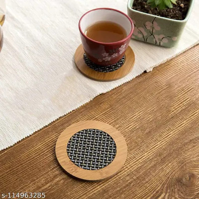 OXMEZA Round Reversible Bamboo Coaster(Pack of 1)