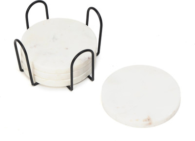 DULI Round Reversible Marble Coaster Set(Pack of 4)