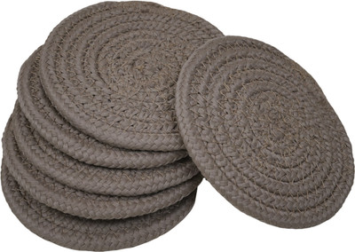 AURKA Round Reversible Cotton, Polypropylene Coaster Set(Pack of 6)