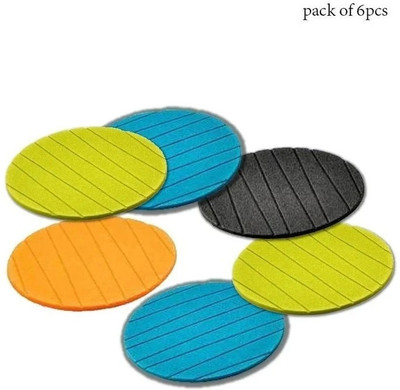 DeoDap Round Rubber Coaster Set(Pack of 6)