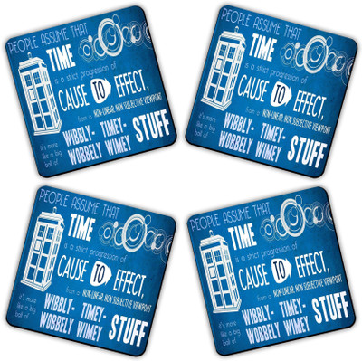 Get Fatang Square Reversible Wood Coaster Set(Pack of 4)