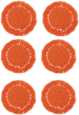 MUD FACTORY Round Cotton Coaster Set(Pack of 6)