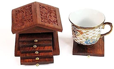Voody Square Reversible Wood Coaster Set(Pack of 6)