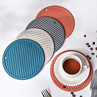 HKD SALES Round Reversible PVC Coaster Set(Pack of 4)