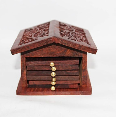 DEDECON ENTERPRISES Square Wood Coaster Set(Pack of 6)