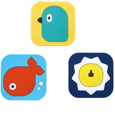 KOOSHLO Square Reversible PVC Coaster(Pack of 6)