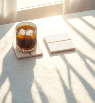 Decorage Square Marble Coaster Set(Pack of 2)