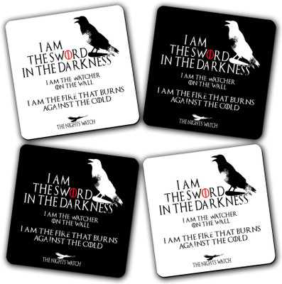 Get Fatang Square Reversible Medium Density Fibreboard Coaster Set(Pack of 4)