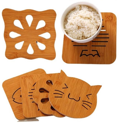 TAPAHPRIYAY Rectangle Reversible Wood Coaster Set(Pack of 6)