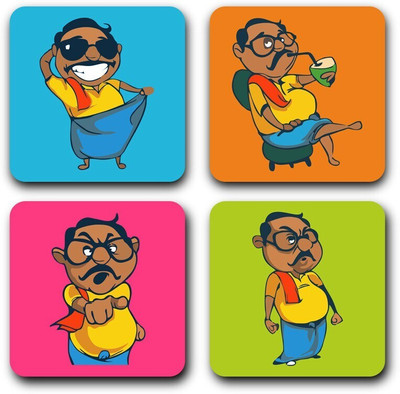Presta Gifts Square Wood Coaster Set(Pack of 4)