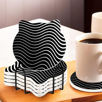 KUBER INDUSTRIES Round Reversible Diatomite Coaster Set(Pack of 6)
